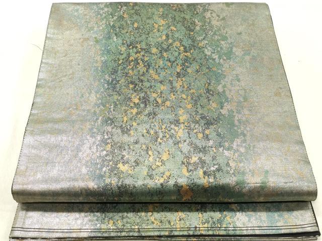 平和屋着物◎六通柄袋帯　霞文　引箔　正絹　逸品　DAAZ1261qa