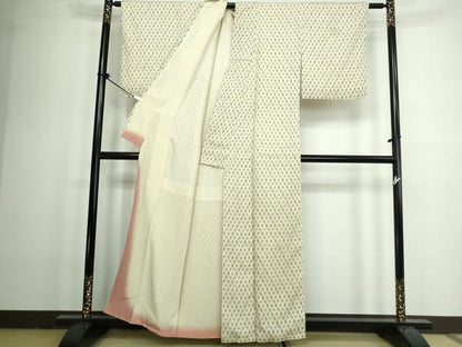 平和屋着物■上質なお召 幾何学文 正絹 逸品 DAAZ1327qa