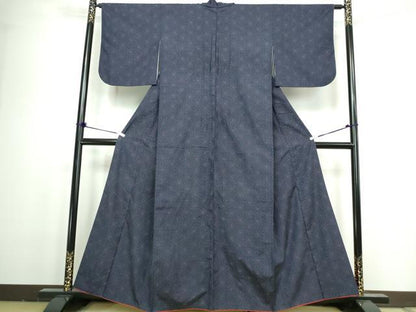 平和屋着物■上質な紬 麻の葉文 正絹 逸品 DAAZ1374qa