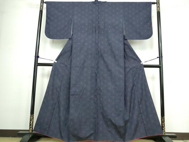 平和屋着物■上質な紬 麻の葉文 正絹 逸品 DAAZ1374qa