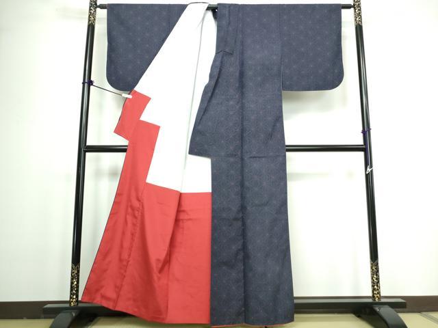 平和屋着物■上質な紬 麻の葉文 正絹 逸品 DAAZ1374qa