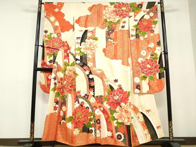 平和屋着物□豪華振袖 駒刺繍 舞花笹梅文 金彩 正絹 逸品 DAAZ1404qa