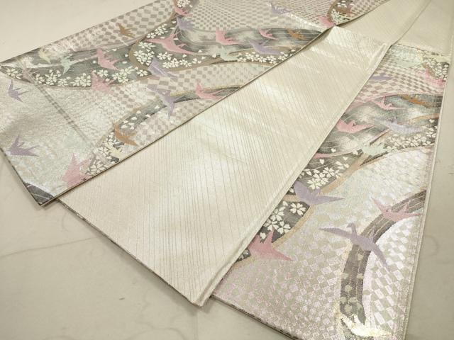 平和屋着物◎佐賀錦 六通柄袋帯 舞花文 折り鶴 金銀糸 正絹 逸品 DAAZ1755xg