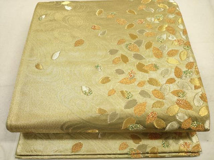 平和屋着物◎六通柄袋帯 舞葉文 金銀糸 正絹 逸品 DAAZ1764xg