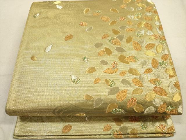 平和屋着物◎六通柄袋帯 舞葉文 金銀糸 正絹 逸品 DAAZ1764xg
