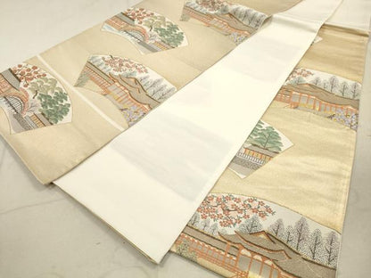 平和屋着物◎西陣 六通柄袋帯 唐織 平安蒔絵 九百錦 金糸 正絹 逸品 DAAZ1766xg
