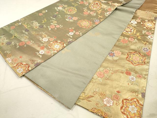 平和屋着物◎六通柄袋帯　唐織　花鳥文　金糸　正絹　逸品　DAAZ1803xg