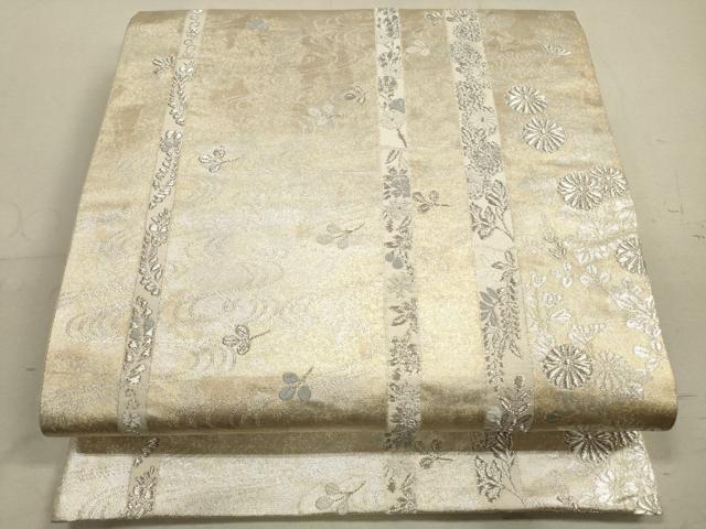 平和屋着物◎六通柄袋帯　花間道　銀糸　正絹　逸品　DAAZ1806xg