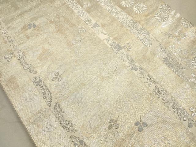 平和屋着物◎六通柄袋帯　花間道　銀糸　正絹　逸品　DAAZ1806xg