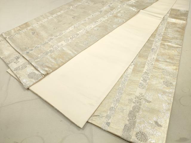 平和屋着物◎六通柄袋帯　花間道　銀糸　正絹　逸品　DAAZ1806xg