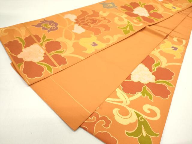 平和屋着物◎西陣　六通柄　本袋帯　更紗花唐草文　金糸　正絹　逸品　DAAZ1858xg