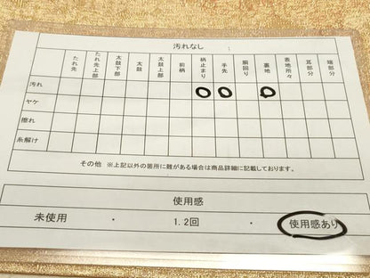 平和屋着物◎六通柄袋帯　エ霞箔散らし文　金糸　正絹　逸品　DAAZ1861xg