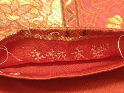 平和屋着物◎六通柄　本袋帯　天井更紗飾花文　金糸　正絹　逸品　DAAZ1863xg