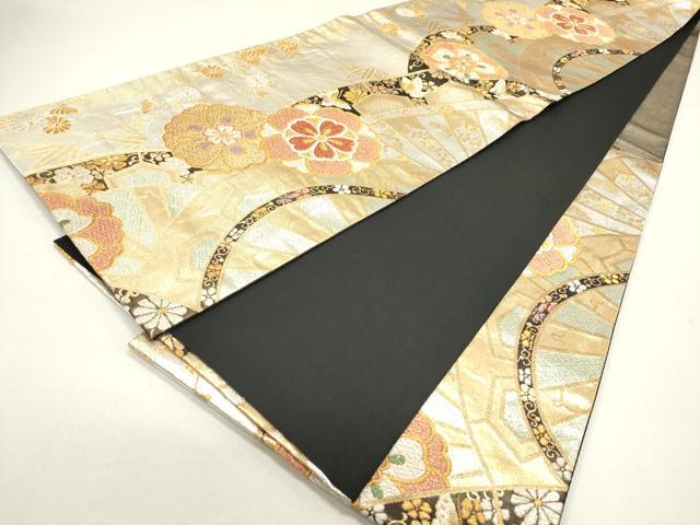 平和屋着物◎六通柄袋帯　源氏車花蝶文　金銀糸　正絹　逸品　DAAZ1864xg