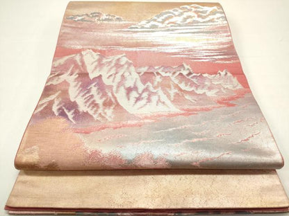 平和屋着物◎六通柄袋帯　風景文　金銀糸　正絹　逸品　DAAZ1868xg