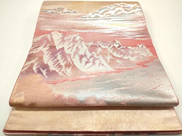 平和屋着物◎六通柄袋帯　風景文　金銀糸　正絹　逸品　DAAZ1868xg