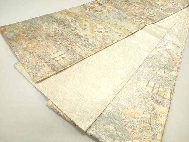 平和屋着物◎佐賀錦　六通柄袋帯　風景文　鳳凰　金銀糸　正絹　逸品　DAAZ1870xg
