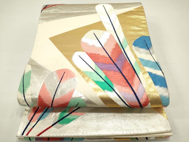 平和屋着物◎六通柄袋帯　矢羽文　金銀糸　正絹　逸品　DAAZ1877xg