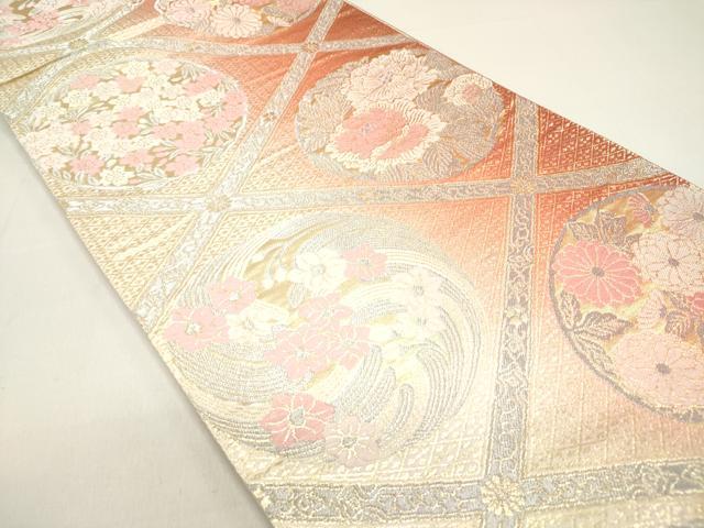 平和屋着物◎六通柄袋帯　唐織　天井花丸文　金銀糸　正絹　逸品　DAAZ1881xg