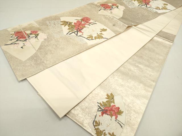 平和屋着物◎六通柄袋帯 作家物 花物語 寒牡丹 引箔 正絹 逸品 DAAZ1889xg