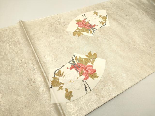 平和屋着物◎六通柄袋帯 作家物 花物語 寒牡丹 引箔 正絹 逸品 DAAZ1889xg