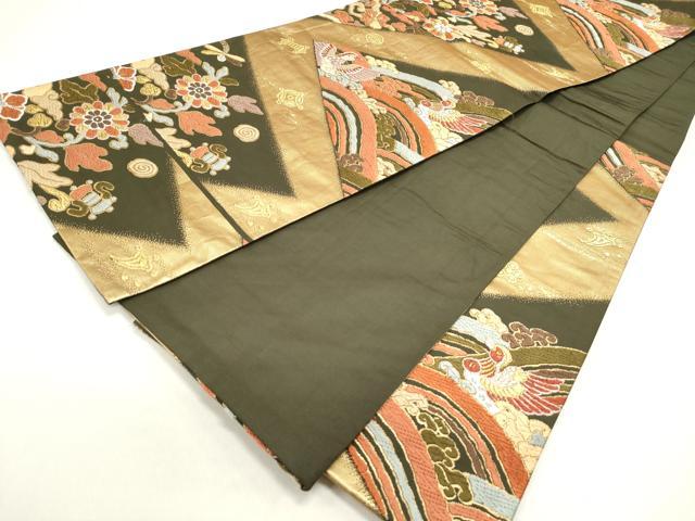 平和屋着物◎六通柄袋帯　唐織　宝尽くし花鳥文　金糸　正絹　逸品　DAAZ1893xg
