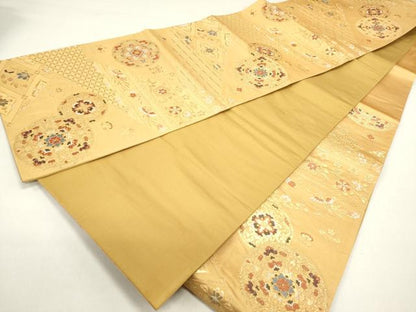 平和屋着物◎六通柄袋帯　唐織　切嵌正倉院花文　金糸　正絹　逸品　DAAZ1894xg