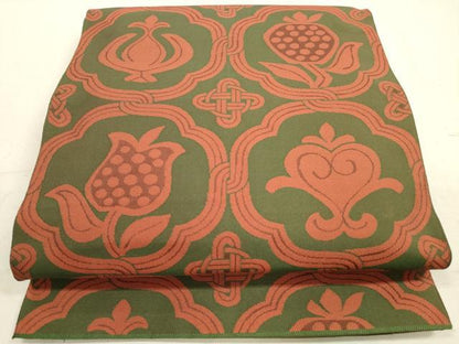 平和屋着物◎六通柄　本袋帯　抽象花文　正絹　逸品　DAAZ1907xg