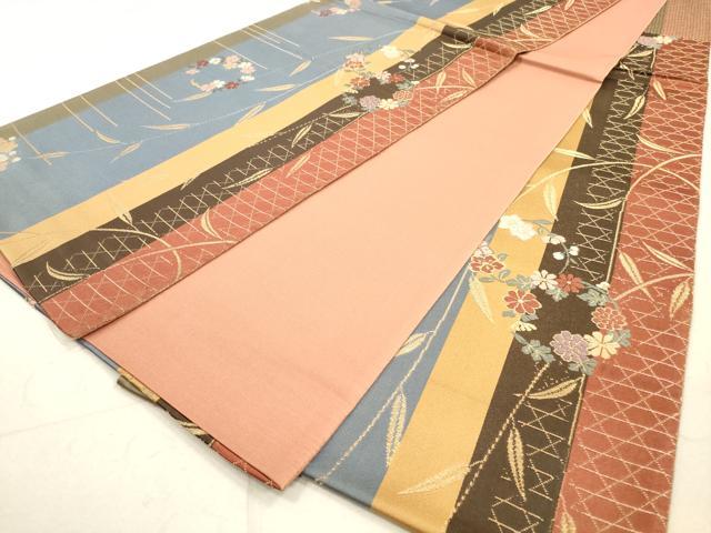 平和屋着物◎六通柄袋帯　唐織　花間道　金糸　正絹　逸品　DAAZ1914xg