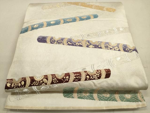 平和屋着物◎六通柄袋帯　横笛文　金銀糸　引箔　正絹　逸品　DAAZ1917xg