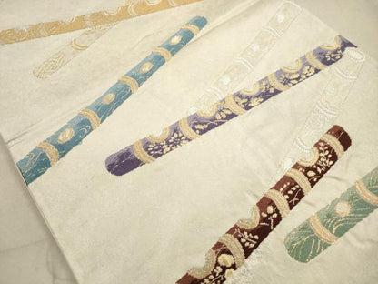 平和屋着物◎六通柄袋帯　横笛文　金銀糸　引箔　正絹　逸品　DAAZ1917xg