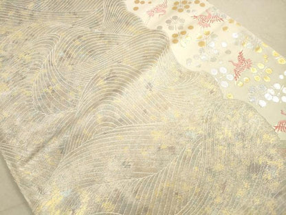 平和屋着物◎六通柄袋帯　立波飛鶴梅文　金銀糸　引箔　正絹　逸品　DAAZ1918xg