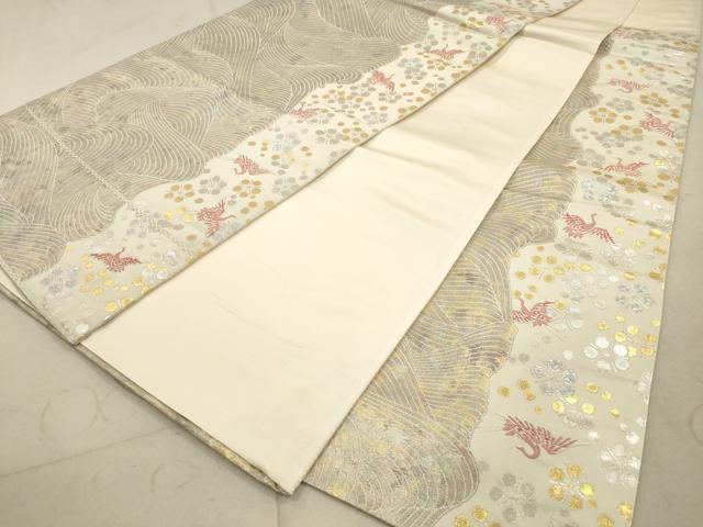 平和屋着物◎六通柄袋帯　立波飛鶴梅文　金銀糸　引箔　正絹　逸品　DAAZ1918xg