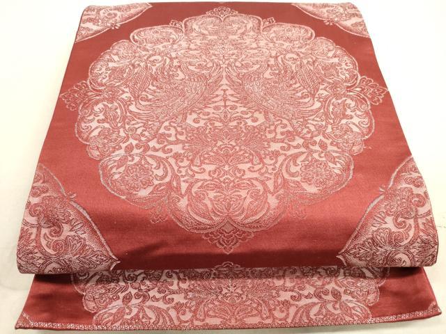 平和屋着物◎六通柄袋帯　鳳凰花文　銀糸　正絹　逸品　DAAZ1931xg