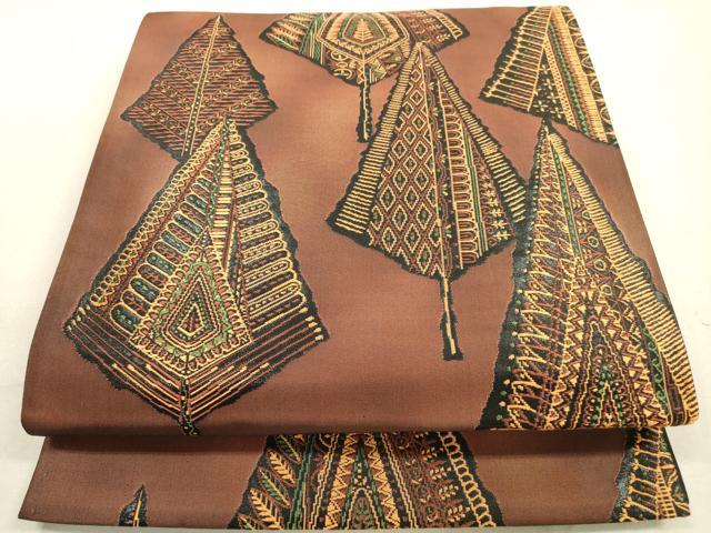 平和屋着物◎六通柄袋帯　抽象文　正絹　逸品　DAAZ1934xg
