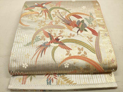 平和屋着物◎六通柄袋帯 唐織 鳳凰花蝶文 金銀糸 正絹 逸品 DAAZ1943xg