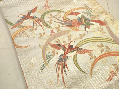 平和屋着物◎六通柄袋帯 唐織 鳳凰花蝶文 金銀糸 正絹 逸品 DAAZ1943xg
