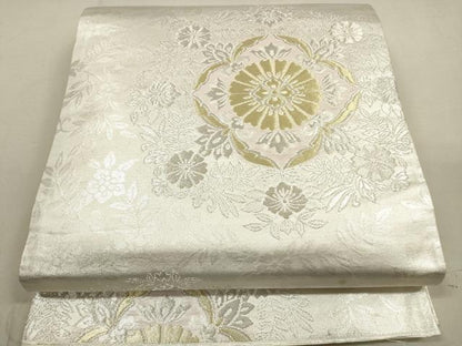 平和屋着物◎六通柄袋帯 草花文 金銀糸 DAAZ1951xg