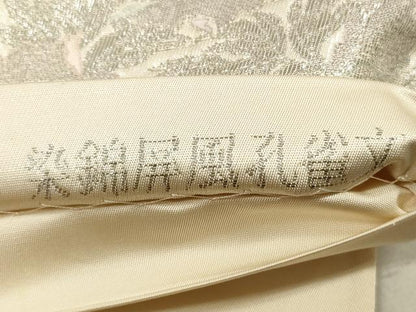 平和屋着物◎六通柄袋帯 唐織 染錦屏風孔雀文 プラチナ箔 正絹 逸品 DAAZ1961xg