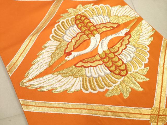 平和屋着物◎六通柄袋帯　唐織　鶴菱文　金銀糸　正絹　逸品　DAAZ1964xg