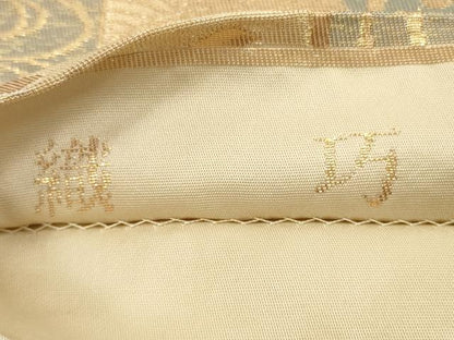 平和屋着物◎六通柄袋帯 織巧 飛鶴吉祥花文 金糸 正絹 逸品 DAAZ1983xg
