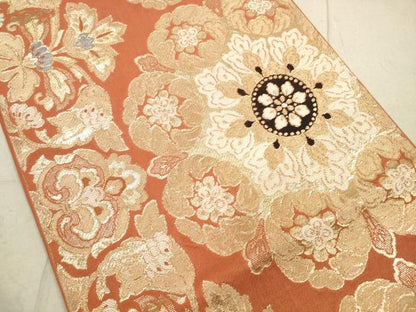 平和屋着物◎西陣　服部織物謹製　六通柄袋帯　正倉院花文　金糸　正絹　逸品　DAAZ1989xg