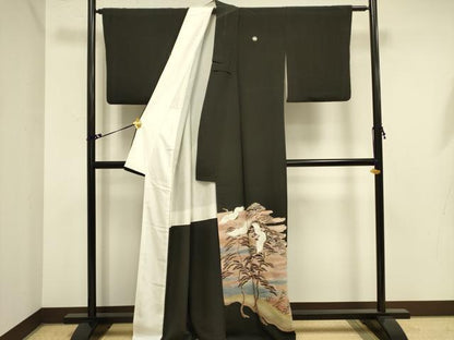 平和屋着物■豪華黒留袖 飛鶴松文 金彩 正絹 逸品 DAAZ2121op