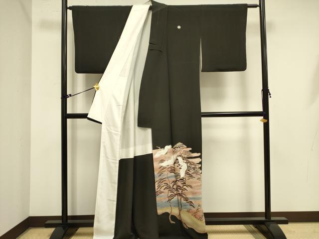 平和屋着物■豪華黒留袖 飛鶴松文 金彩 正絹 逸品 DAAZ2121op