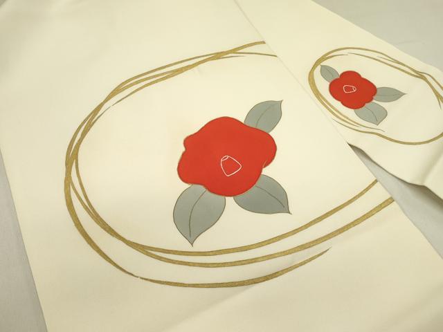 平和屋着物●塩瀬 九寸名古屋帯 草花 金彩 正絹 逸品 DAAZ2192op