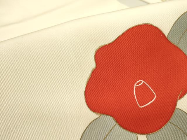 平和屋着物●塩瀬 九寸名古屋帯 草花 金彩 正絹 逸品 DAAZ2192op