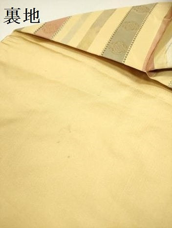 平和屋着物●九寸名古屋帯　横段花文　金糸　正絹　逸品　DAAZ2194op