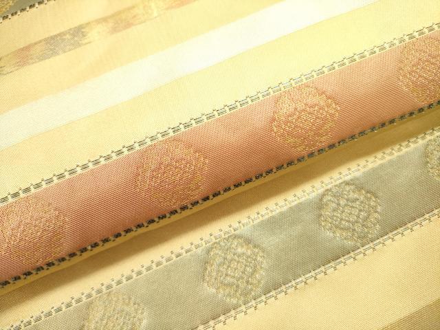 平和屋着物●九寸名古屋帯　横段花文　金糸　正絹　逸品　DAAZ2194op