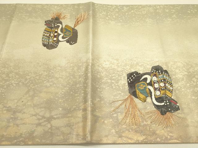 平和屋着物●太鼓柄袋帯 八幡駒 金糸 引箔 正絹 逸品 DAAZ2209op