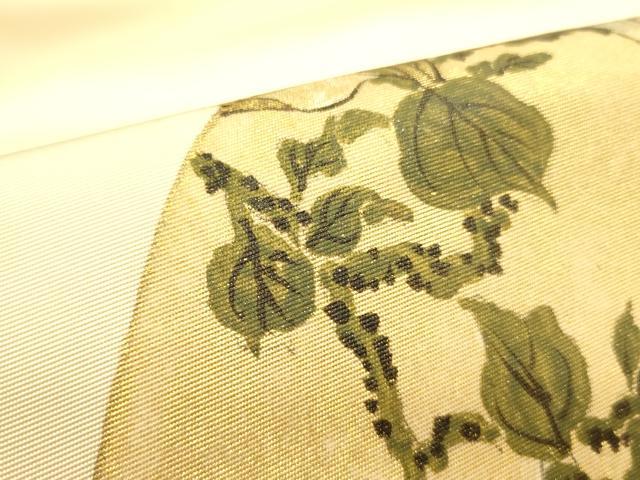 平和屋着物○塩瀬 九寸名古屋帯 地紙花鳥文 金彩 正絹 逸品